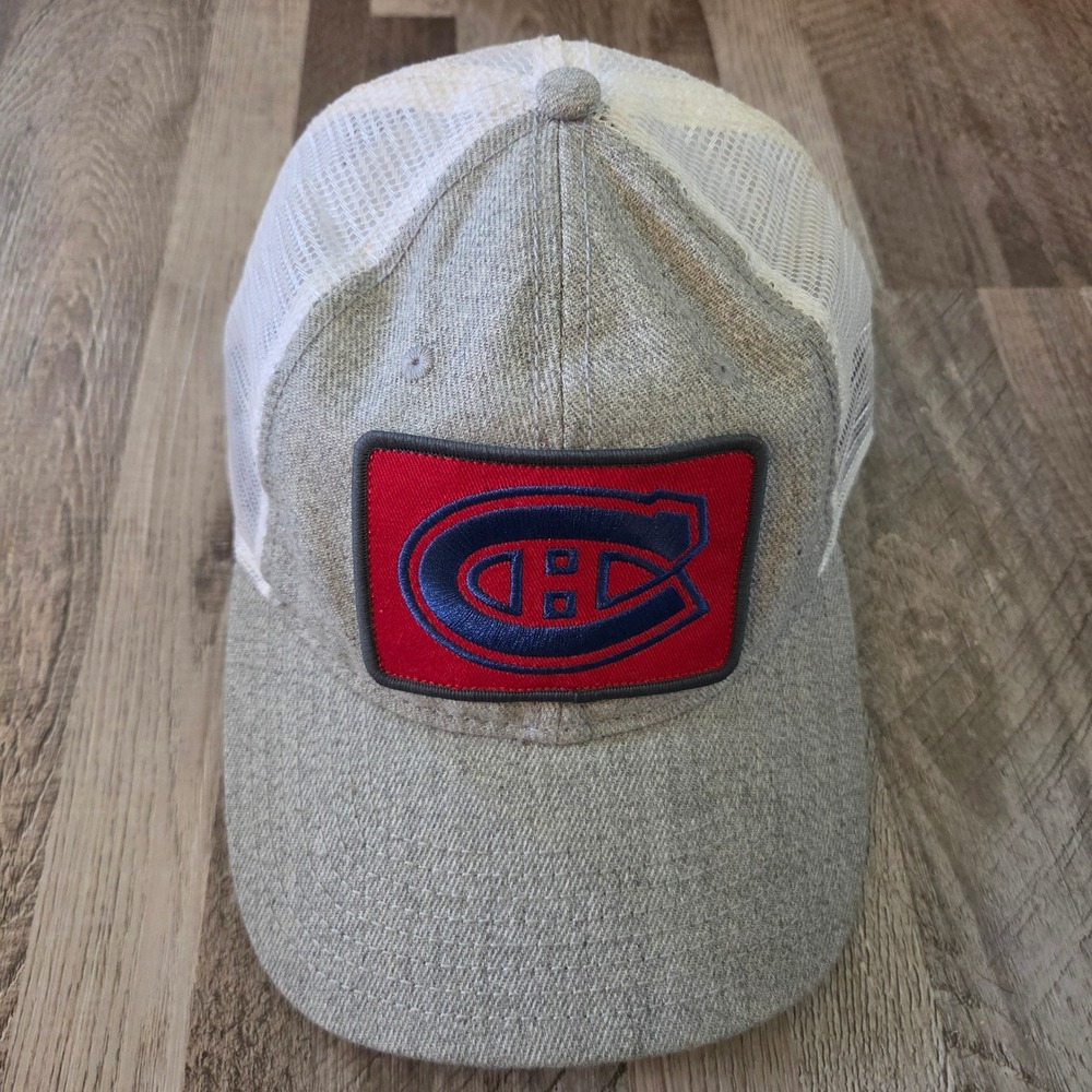 Montreal Canadiens NHL Embroidered Logo Trucker Hat Gray White Mesh Snapback Cap